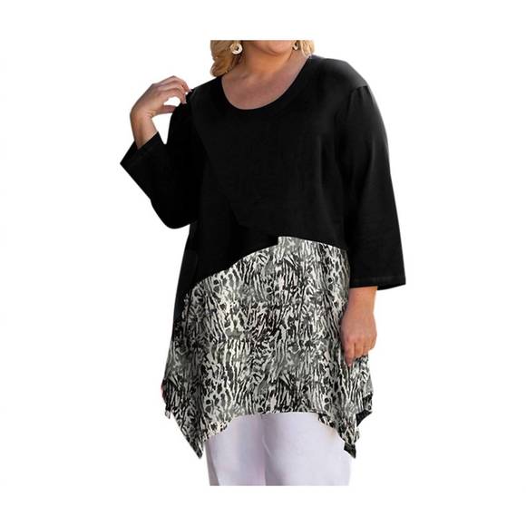 NEW ON THE PLUS SIDE printed caiden tunic - plus in black leopard - Picture 1 of 2